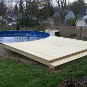 pool with deck being added