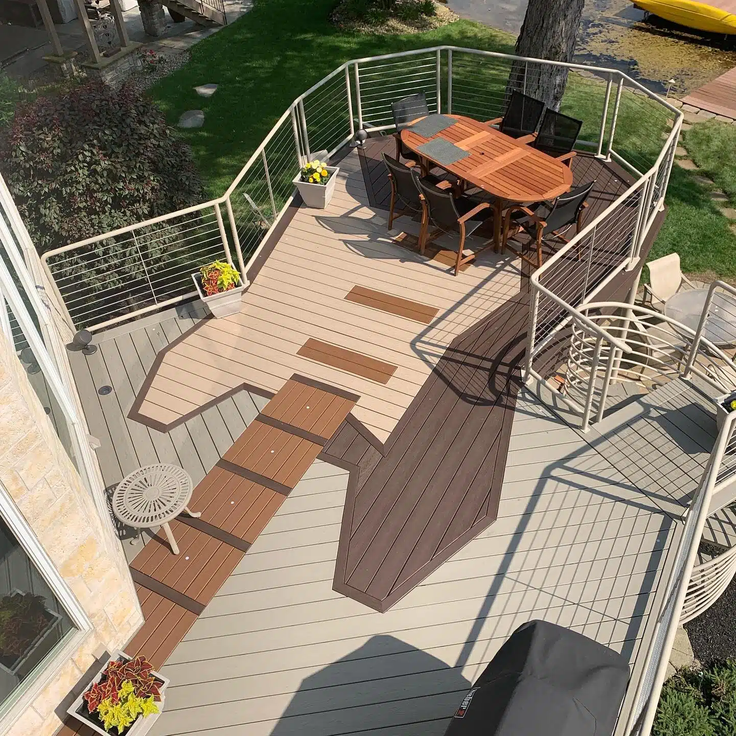 photo of a deck with a guitar deck tattoo - Deck Specialist contractor in Ohio