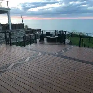 Photo of composite deck with deck inlays and patterns