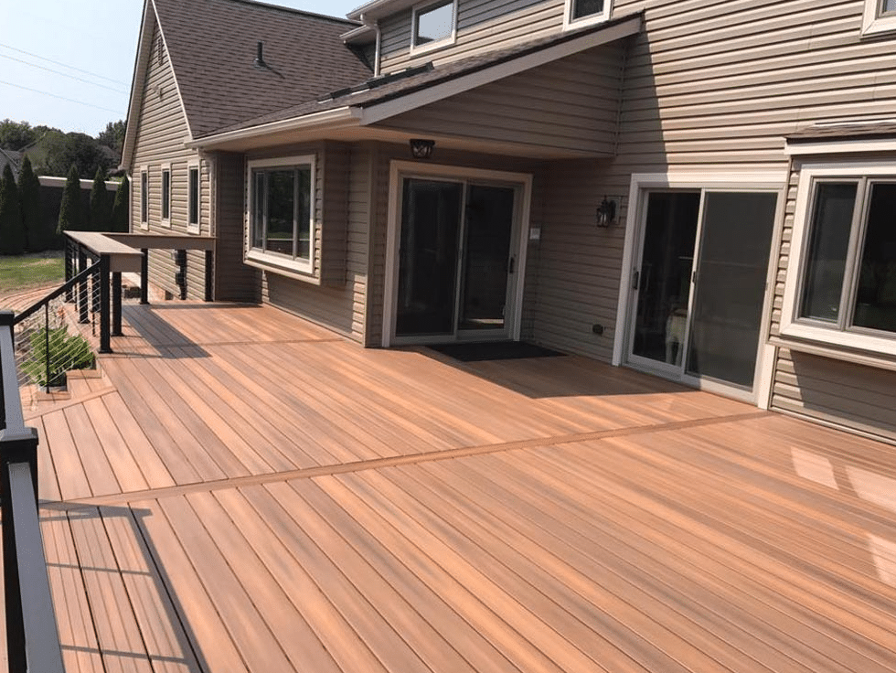 Deck design - custom deck with composite decking, cable railing - Composite deck builders in Ohio