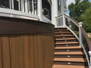 photo of curved deck hand railing